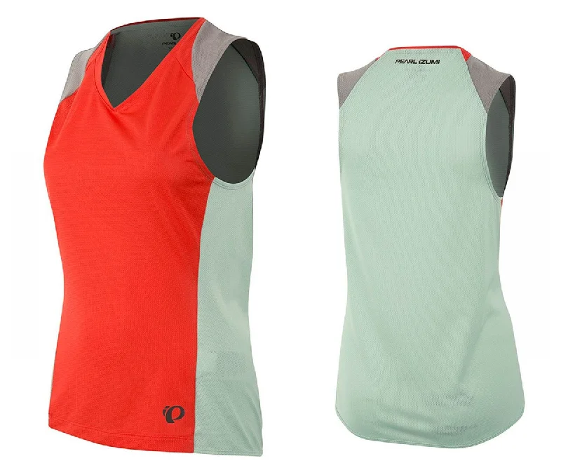 Pearl Izumi Launch Sleeveless MTB Jersey - Womens - Poppy Red-Mist Green