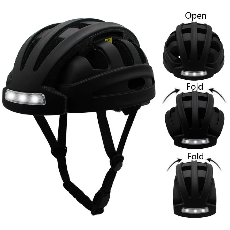 LED Portable Riding City Helmet Folding Cycling MTB Road Helmet Bicycle Lightweight With Taillight Headlight