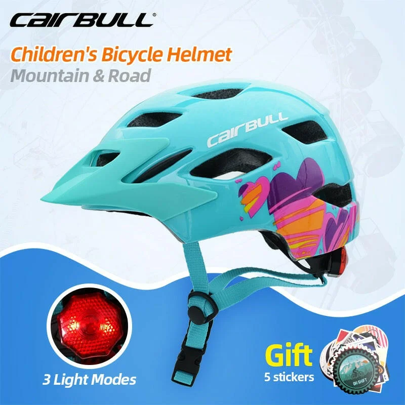 Cairbull Kids Safety Helmets MTB Road with Rear Light Children Bicycle Helmet With Sun Visor For Boy Girl Cycling Cap Ultralight