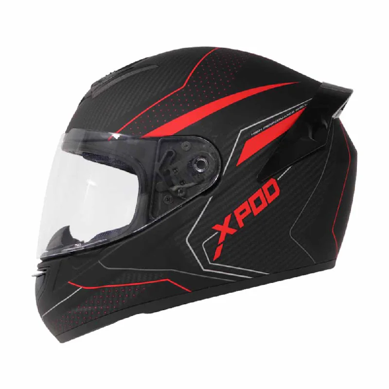 TVS XPOD Aerodynamic Helmet for Men- ISI & DOT Certified, Ultrawide Visor, Quick Release Strap – Premium Bike Helmet with Enhanced Air Circulation (Blistering Black & Red)