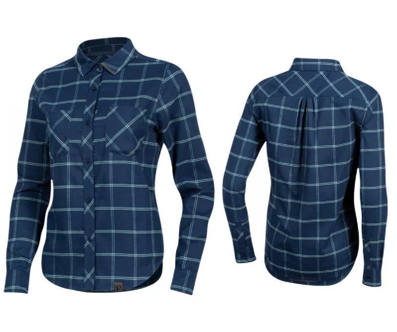 Pearl Izumi Rove Long Sleeve Shirt - Womens - Navy-Aquifer Plaid - 2020