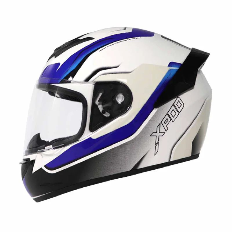 TVS XPOD Aerodynamic Helmet for Men- ISI & DOT Certified, Ultrawide Visor, Quick Release Strap – Premium Bike Helmet with Enhanced Air Circulation (Speedy White & Blue)