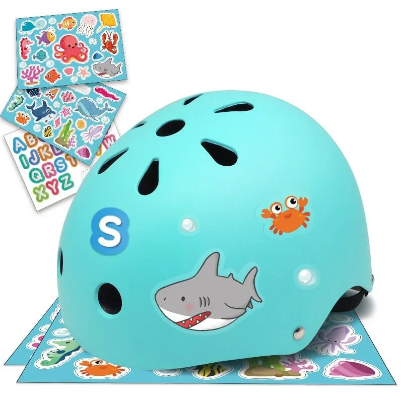 (🦈 Ocean World) Kids Helmet with DIY Stickers for Toddler, Boy, Girl