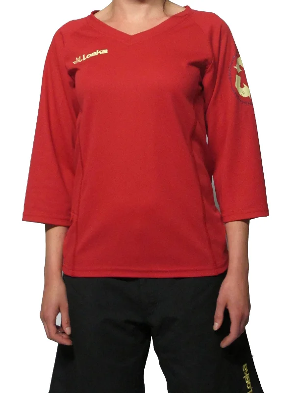 Loeka Womens Kasista 3/4 Sleeve MTB Jersey - Tango Red