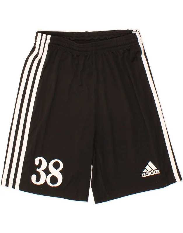 ADIDAS Boys Aeroready Graphic Sport Shorts 13-14 Years Black Polyester