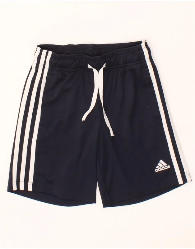 ADIDAS Boys Aeroready Sport Shorts 7-8 Years Navy Blue Polyester