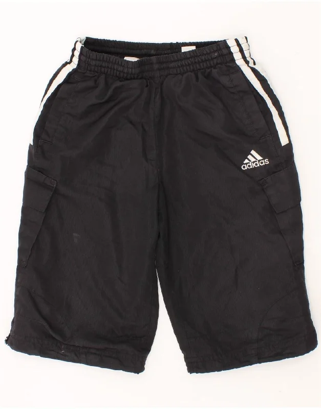 ADIDAS Boys Cargo Shorts 3-4 Years Black Polyester