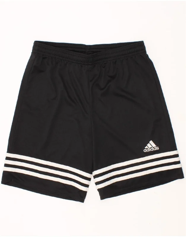 ADIDAS Boys Climalite Sport Shorts 11-12 Years Large Black Polyester