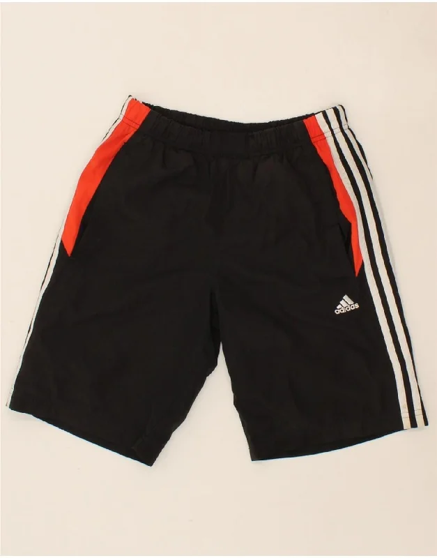 ADIDAS Boys Climalite Sport Shorts 13-14 Years Black Polyester