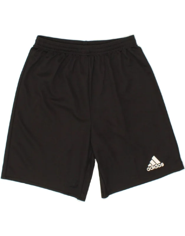 ADIDAS Boys Climalite Sport Shorts 13-14 Years Black Polyester