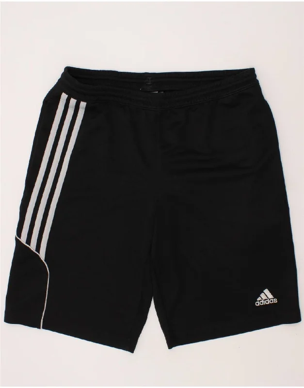 ADIDAS Boys Climalite Sport Shorts 13-14 Years Black Polyester