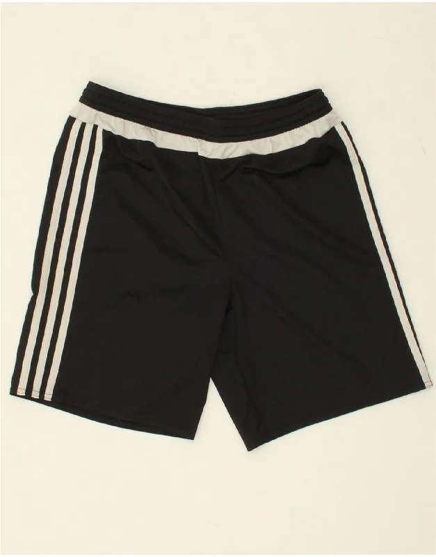 ADIDAS Boys Climalite Sport Shorts 13-14 Years Black Polyester