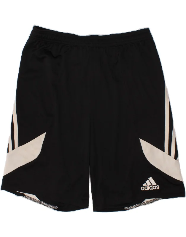 ADIDAS Boys Climalite Sport Shorts 13-14 Years XL Black Polyester