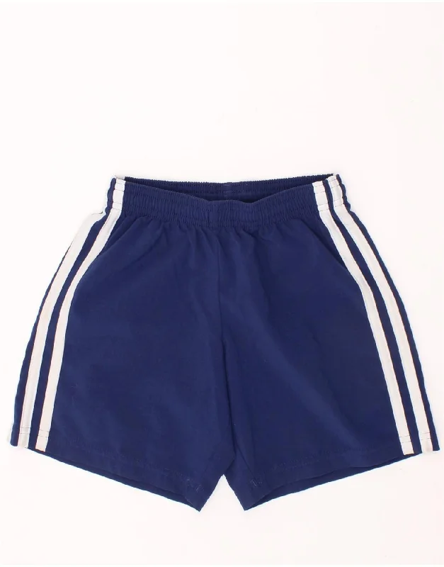 ADIDAS Boys Climalite Sport Shorts 5-6 Years Navy Blue Polyester