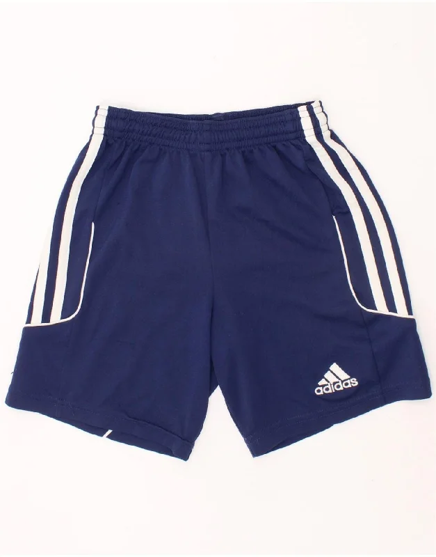 ADIDAS Boys Climalite Sport Shorts 5-6 Years XS Navy Blue Polyester