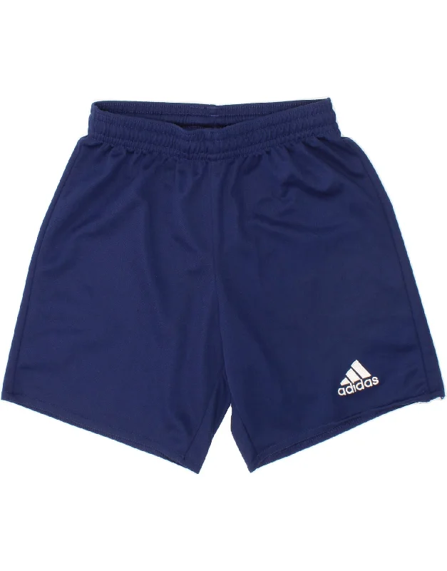 ADIDAS Boys Climalite Sport Shorts 7-8 Years Navy Blue Polyester