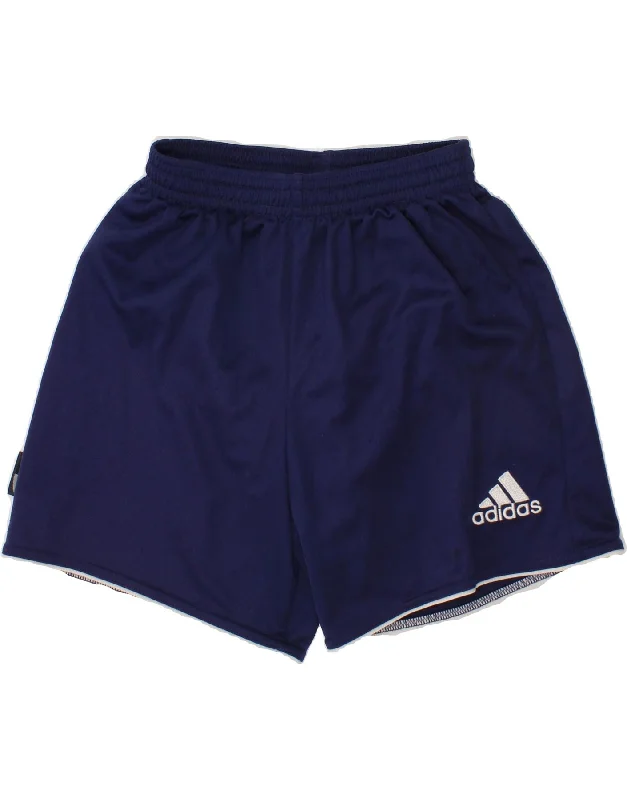 ADIDAS Boys Climalite Sport Shorts 9-10 Years 2XS Navy Blue Polyester