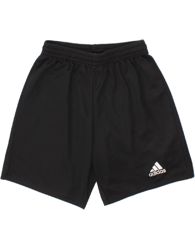 ADIDAS Boys Climalite Sport Shorts 9-10 Years Black Polyester