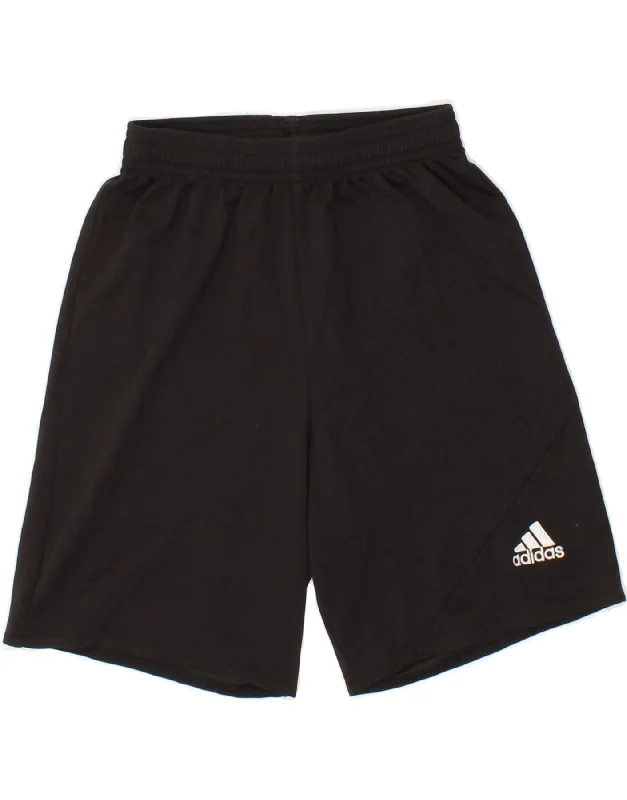 ADIDAS Boys Climalite Sport Shorts 9-10 Years Medium Black Polyester