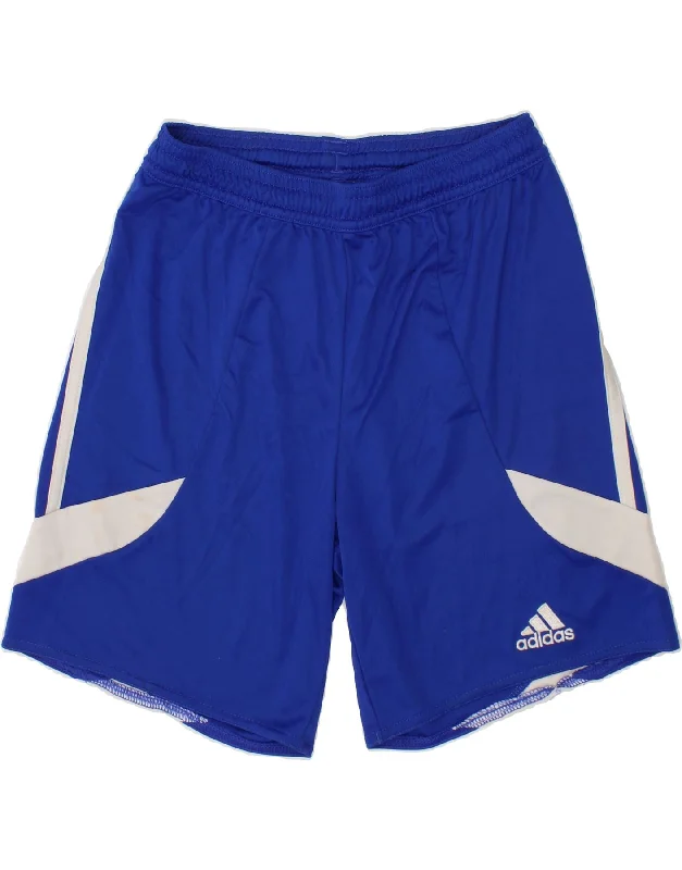 ADIDAS Boys Climalite Sport Shorts 9-10 Years Medium  Blue Colourblock