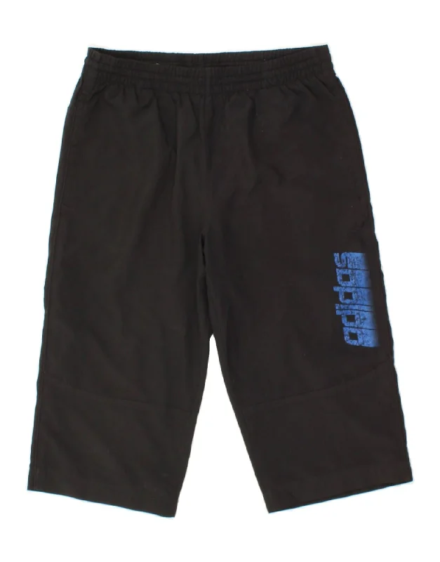 ADIDAS Boys Graphic Bermuda Sport Shorts 13-14 Years Black Polyester