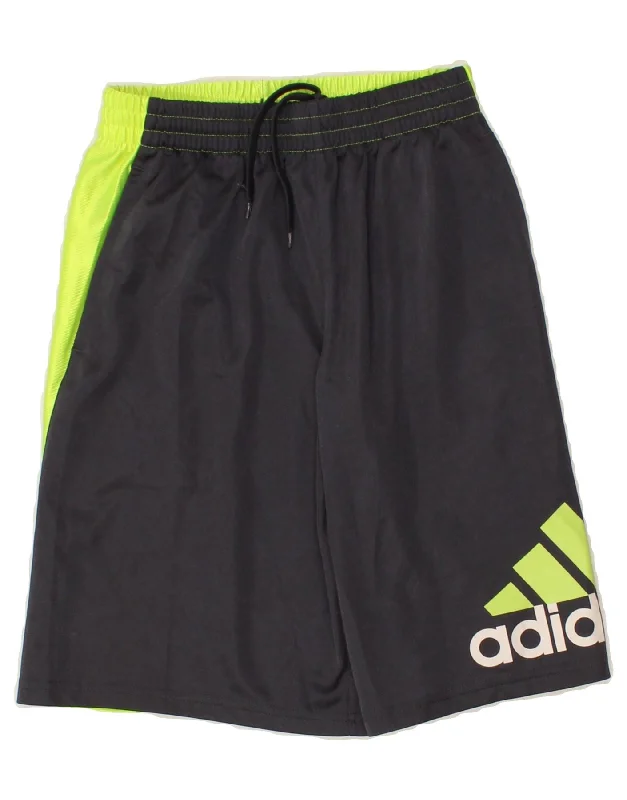 ADIDAS Boys Graphic Sport Shorts 10-11 Years Medium Grey Colourblock