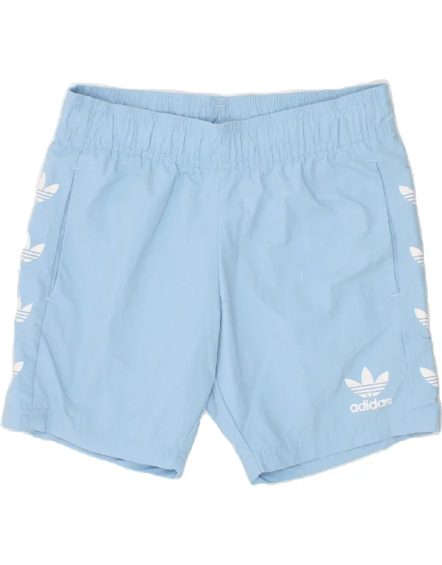 ADIDAS Boys Graphic Sport Shorts 7-8 Years Blue Polyamide