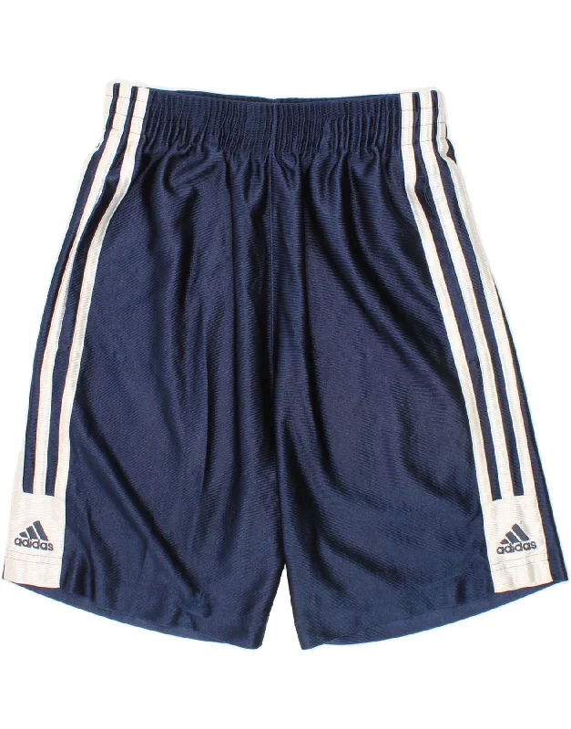 ADIDAS Boys Graphic Sport Shorts 9-10 Years Navy Blue Polyester