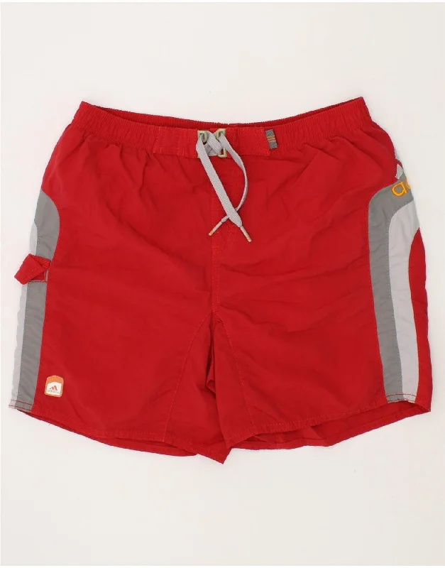 ADIDAS Boys Graphic Swimming Shorts 11-12 Years Red Colourblock Polyamide