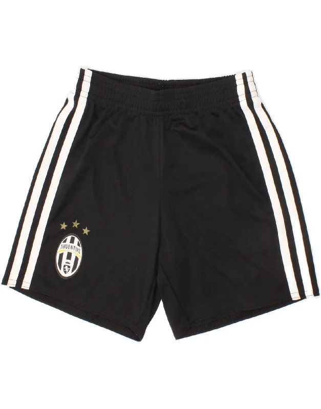 ADIDAS Boys Juventus Graphic Sport Shorts 5-6 Years Black Polyester