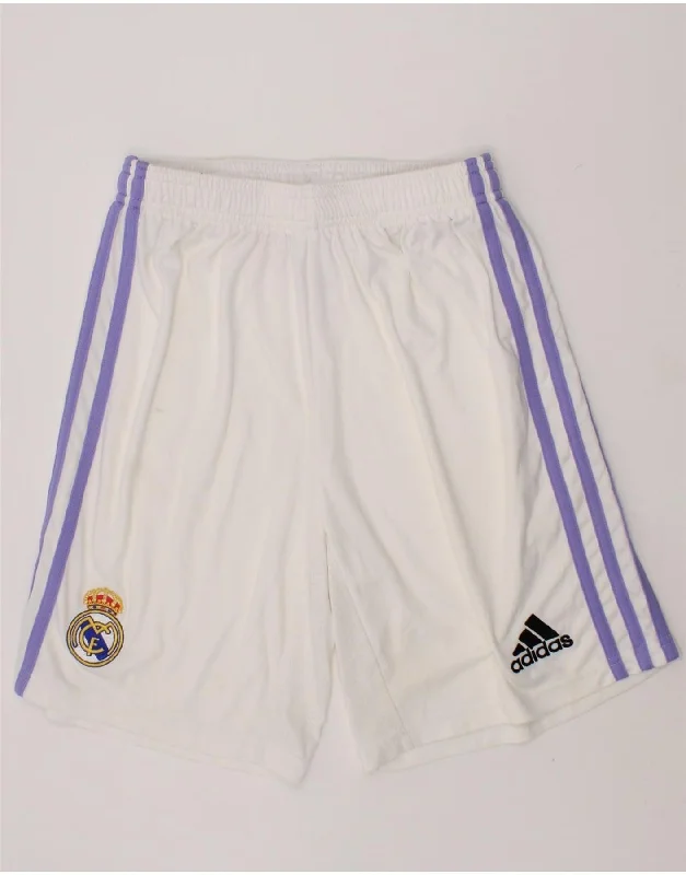 ADIDAS Boys Real Madrid Sport Shorts 13-14 Years White Polyester