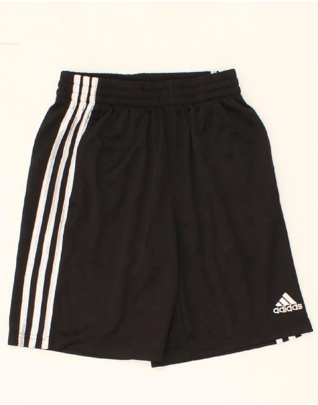 ADIDAS Boys Sport Shorts 10-11 Years Medium Black Polyester