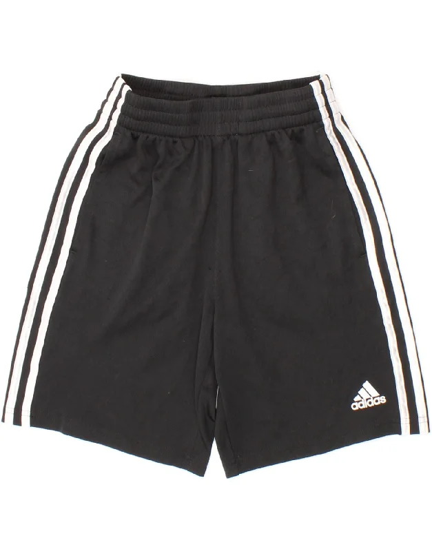 ADIDAS Boys Sport Shorts 10-11 Years Medium Black Polyester