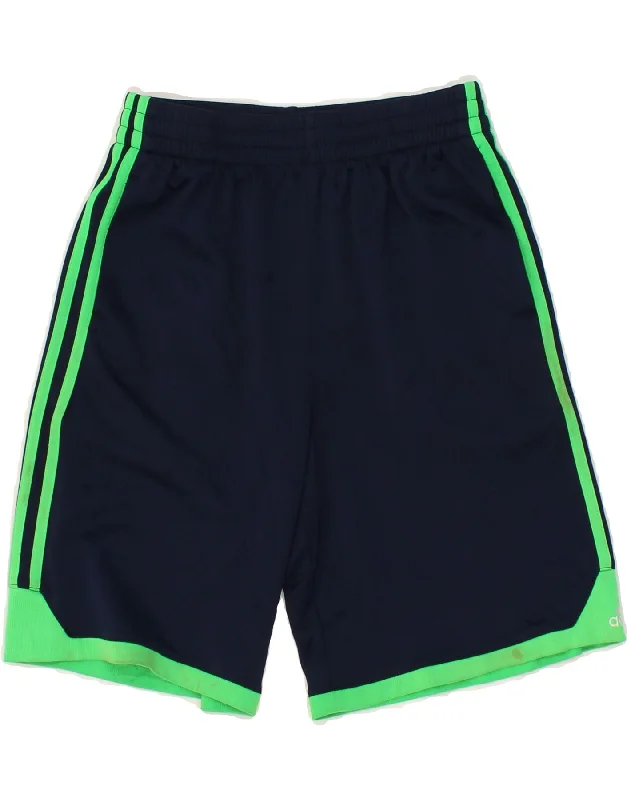 ADIDAS Boys Sport Shorts 10-11 Years Medium  Navy Blue Colourblock