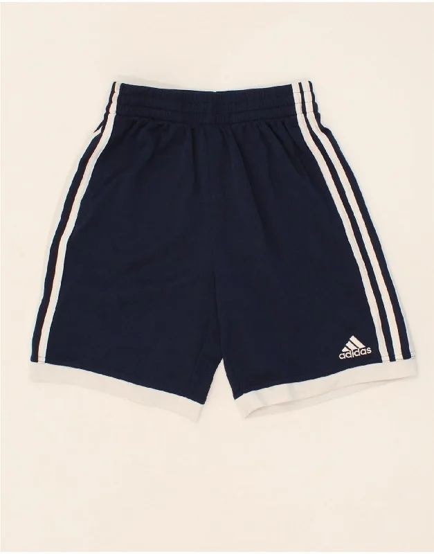 ADIDAS Boys Sport Shorts 10-11 Years Medium  Navy Blue Polyester