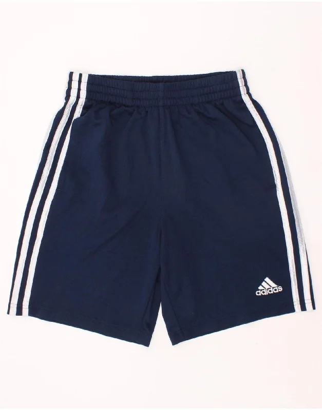 ADIDAS Boys Sport Shorts 10-11 Years Medium  Navy Blue Polyester