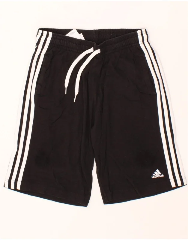 ADIDAS Boys Sport Shorts 15-16 Years Black Cotton