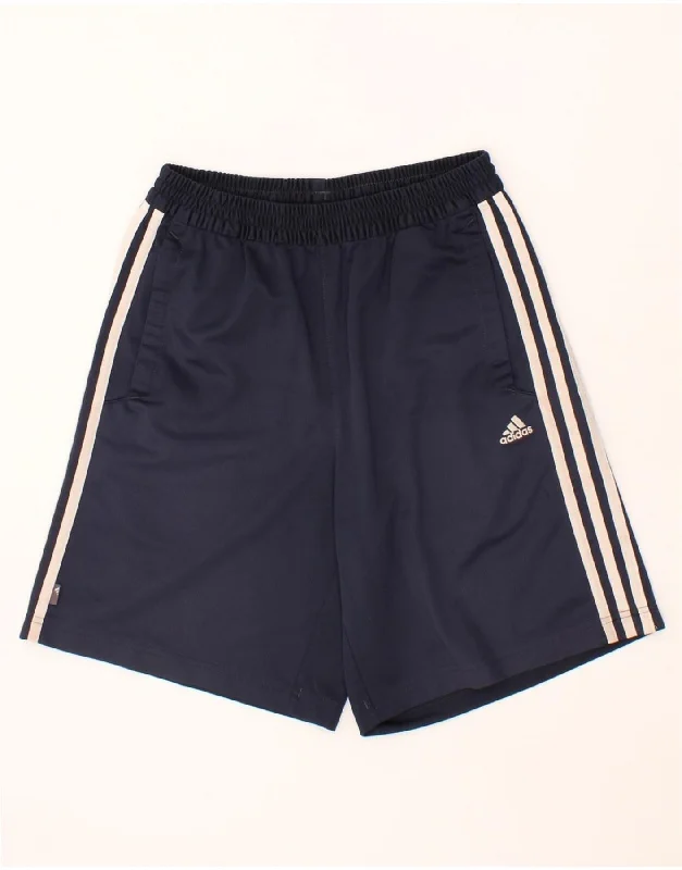 ADIDAS Boys Sport Shorts 15-16 Years Navy Blue Polyester