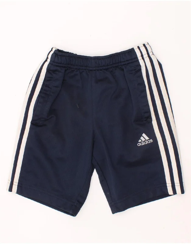 ADIDAS Boys Sport Shorts 4-5 Years Navy Blue Polyester