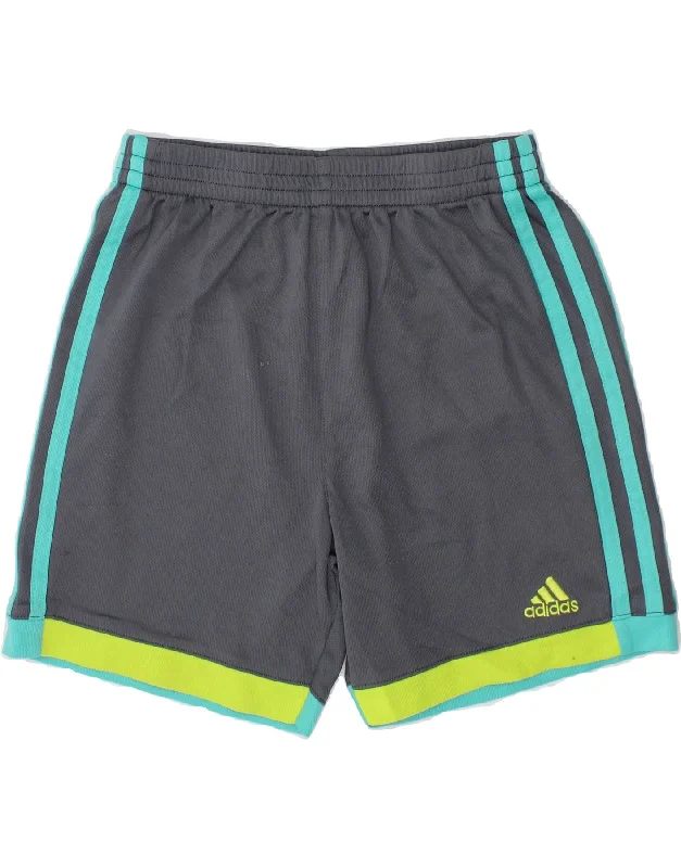 ADIDAS Boys Sport Shorts 6-7 Years Grey Polyester