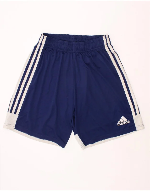 ADIDAS Boys Sport Shorts 7-8 Years Small Blue Polyester