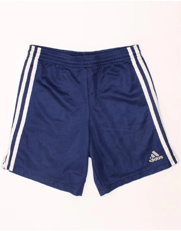 ADIDAS Boys Sport Shorts 8-9 Years Small Navy Blue Polyester