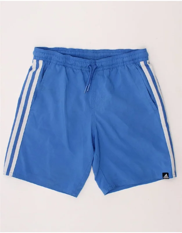 ADIDAS Boys Sport Shorts 9-10 Years Blue Polyester