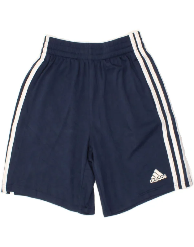 ADIDAS Boys Sport Shorts 9-10 Years Medium Navy Blue Polyester