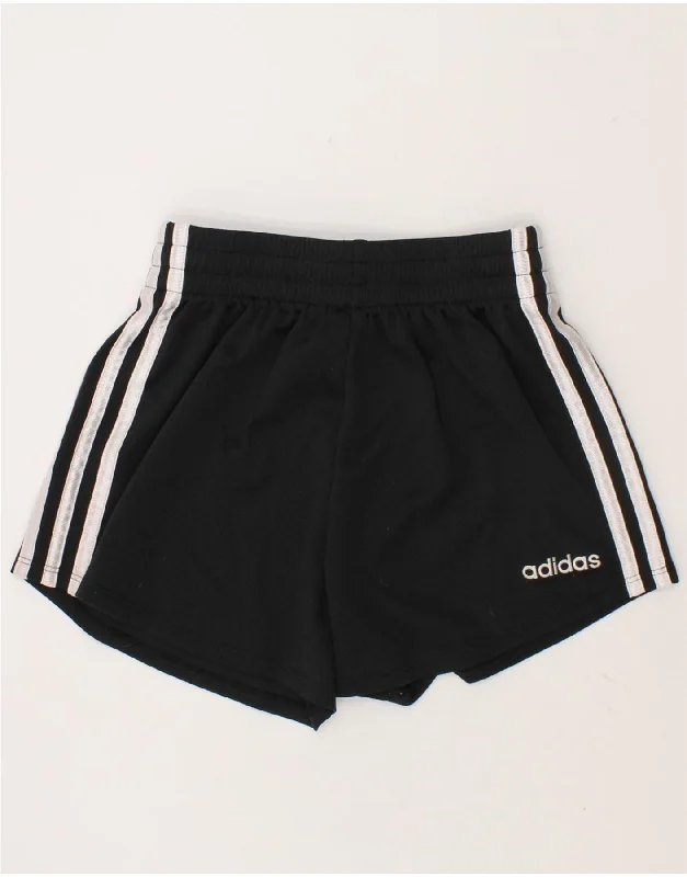 ADIDAS Girls Sport Shorts 10-11 Years Black Polyester