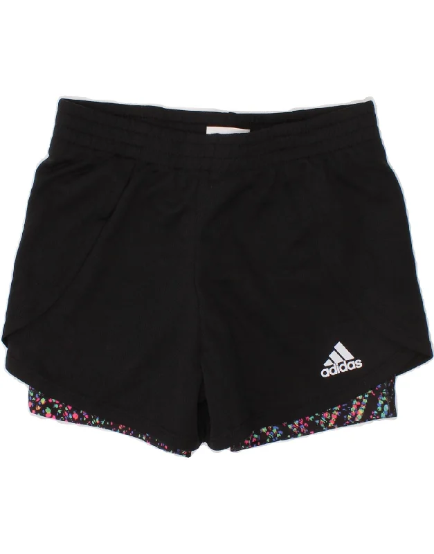 ADIDAS Girls Sport Shorts 3-4 Years Black Polyester