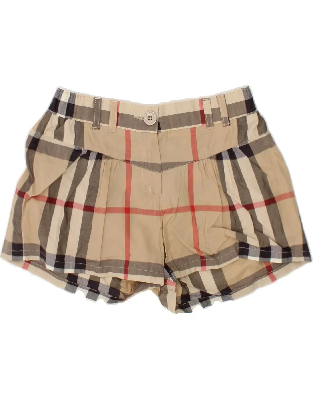 BURBERRY Girls Casual Shorts 11-12 Years W24 Beige Check Cotton