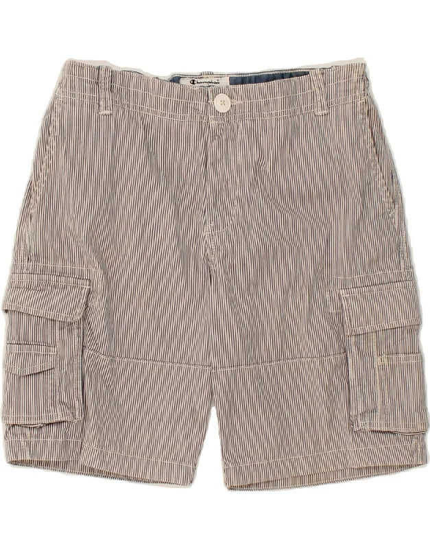 CHAMPION Boys Cargo Shorts 13-14 Years XL  W28 Blue Pinstripe Cotton