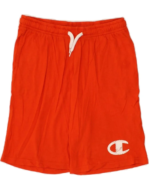 CHAMPION Boys Graphic Sport Shorts 13-14 Years XL Orange Cotton