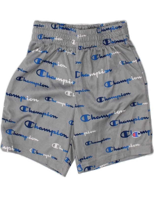 CHAMPION Boys Graphic Sport Shorts 2-3 Years Grey Polyester